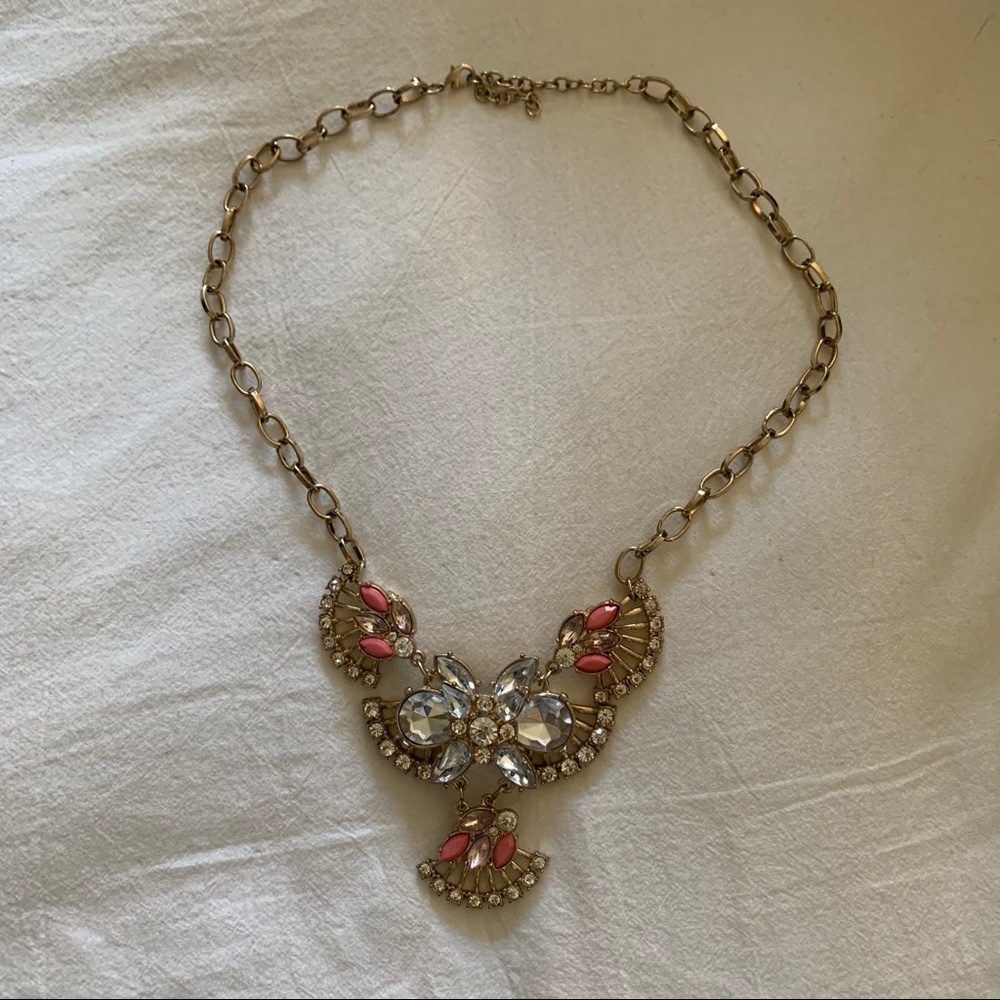 Coral and crystal statement necklace